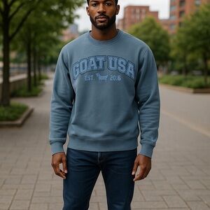 GOAT USA Linden Crewneck Sweatshirt – Unisex XS – Blue – NWT – Vintage Wash